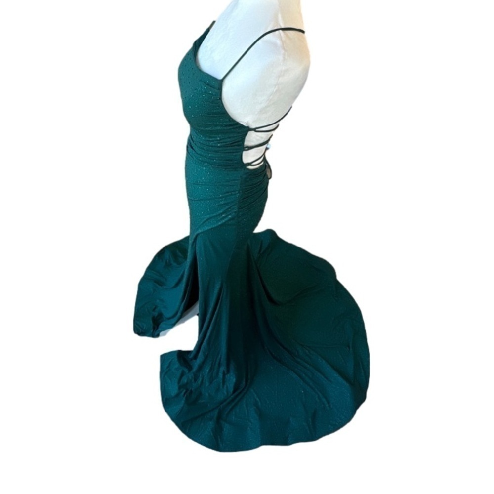 Amarra Gown Emerald green sequence lace up back mermaid size like new 0 - Picture 14 of 16